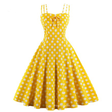 Vintage Summer Polka Dot gedruckte Partykleider Baumwolle